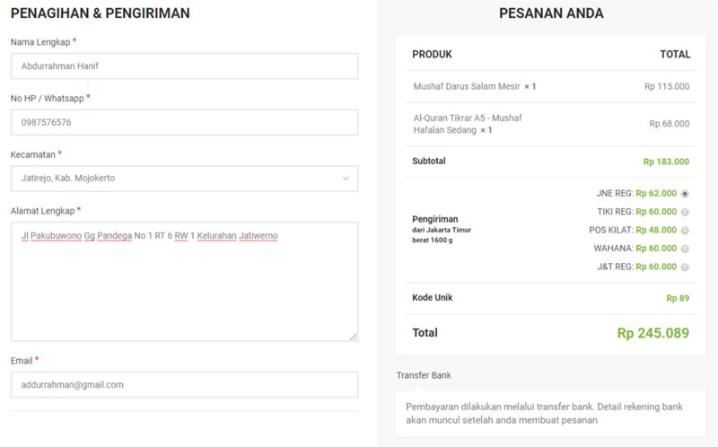 pemesanan